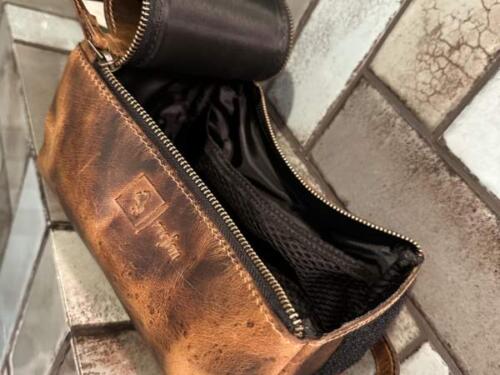 Large, elegant buffalo leather travel toiletry KB-01a